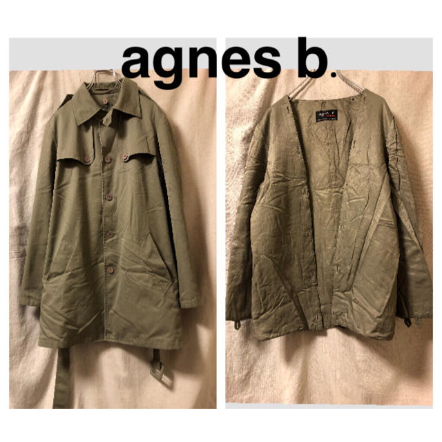 agnes b. ライナー付きトレンチコート　ミリタリー　カーキ