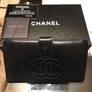 シャネル(CHANEL)のシャネル CHANEL キャビアスキン長財布　黒　ギャランティーカード&箱あり(財布)