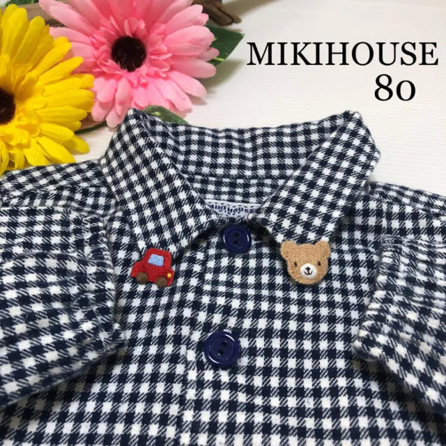 mikihouse - ミキハウス 襟 可愛い 長袖 ブラウス 80 チェック くま ...