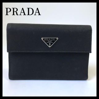 プラダ(PRADA)のプラダ 三角ロゴ ナイロン×レザー 三つ折り財布 ブラック(財布)