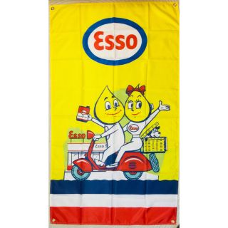 エッソ ESSO 特大フラッグ モンキー ハーレー 看板 アメ車 雑貨 ガレージ(車外アクセサリ)