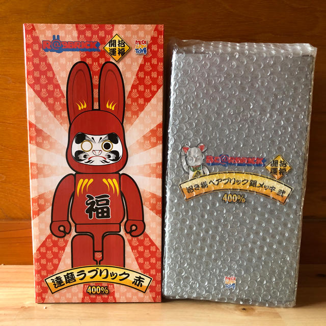 R@brick Be@rbrick 400% 達磨　招き猫　銀メッキ　新品未開封のサムネイル