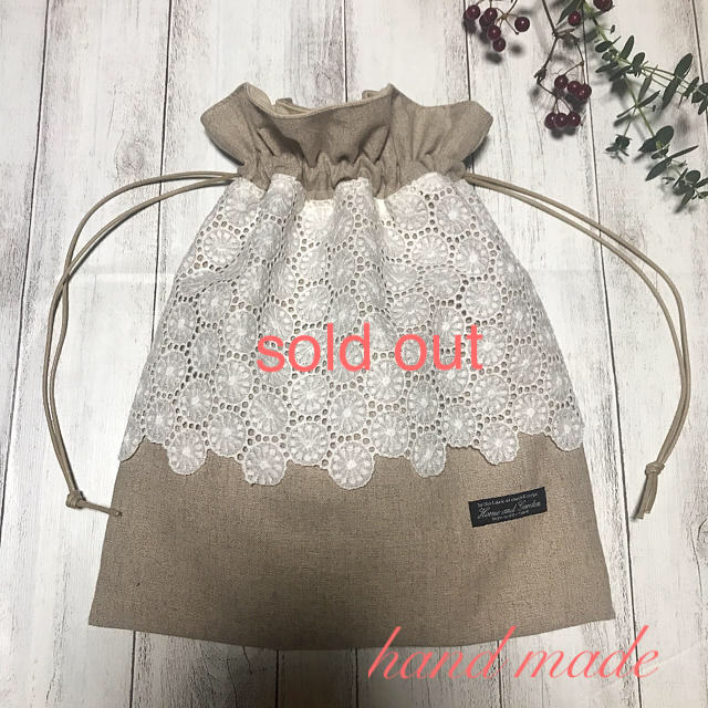 【福袋セール】 ハンドメイド❃︎ サークルレースのナチュラル巾着バッグ バッグ 【福袋セール】 ハンドメイド❃︎ サークルレースのナチュラル巾着バッグ バッグ