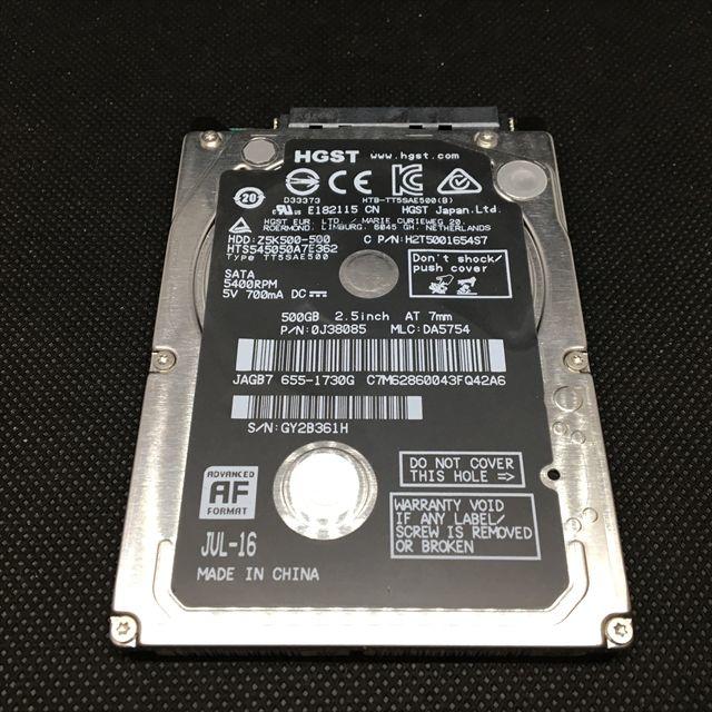 正常品 HGST 2.5インチ 500GB 7mm 1-5 5個セット