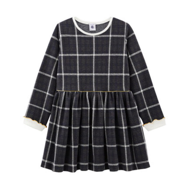 PETIT BATEAU(プチバトー)のさくら専用♡6ans プチバトー グレーチェックワンピース キッズ/ベビー/マタニティのキッズ服女の子用(90cm~)(ワンピース)の商品写真