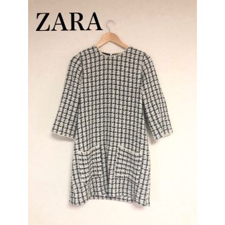 ザラ(ZARA)の【美品】ZARA TRF チェック ワンピース Mサイズ(ひざ丈ワンピース)