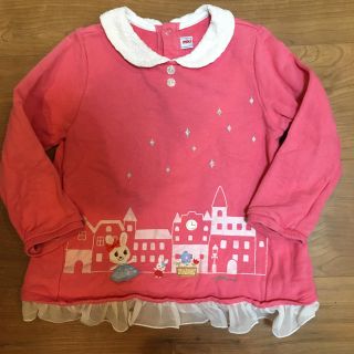 ミキハウス(mikihouse)の【MIKIHOUSE ミキハウス】シフォンフリル付きうさこトレーナー 100(Tシャツ/カットソー)