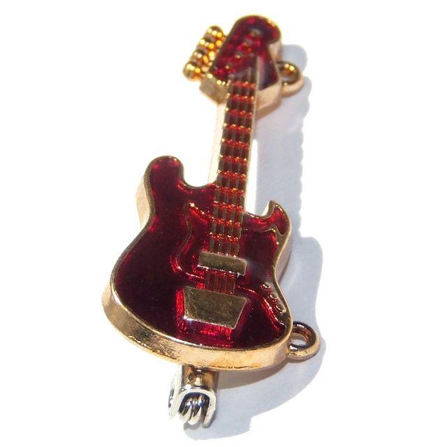 送料無料　エレキギター　ベース　ブローチ　ピンバッジ　赤色　ワインレッド 楽器のベース(アコースティックベース)の商品写真