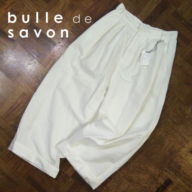bulle de savon(ビュルデサボン)の新品 ビュルデサボン✨bulle de savon 太ストレート リネンコットン レディースのパンツ(カジュアルパンツ)の商品写真