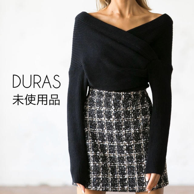 DURAS(デュラス)のDURAS オフショルクロストップ ニット レディースのトップス(ニット/セーター)の商品写真