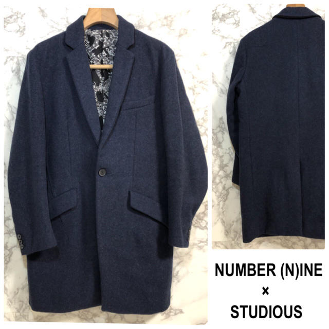 NUMBER (N)INE(ナンバーナイン)のナンバーナイン × STUDIOUS チェスターコート ネイビー 2  メルトン メンズのジャケット/アウター(チェスターコート)の商品写真