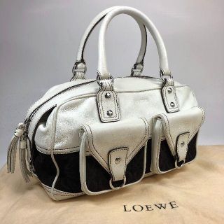 ロエベ(LOEWE)の【美品】ロエベ ハンドバッグ オフホワイト・ダークブラウン 保存袋付(ハンドバッグ)