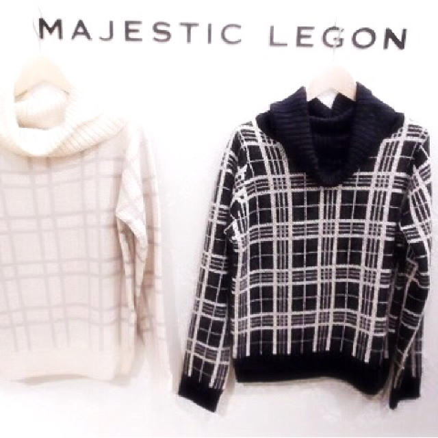 MAJESTIC LEGON(マジェスティックレゴン)の田中里奈ちゃん♡タートルチェックニット レディースのトップス(ニット/セーター)の商品写真