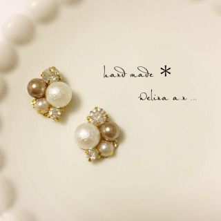 クリスタルbijouとコットンパール♡(ピアス)