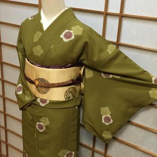 洗える着物 梅の柄の小紋着物 単衣 Mサイズ(着物)