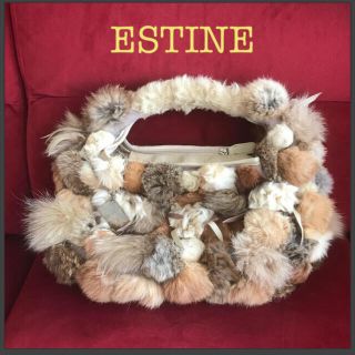 🔶Estine: エスティーヌ🔶豪華 フォックスリアルファーバッグ(ハンドバッグ)