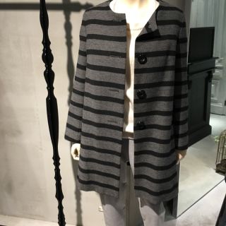 ユナイテッドアローズ(UNITED ARROWS)の❤️ボーダー ウールコート❤️(ノーカラージャケット)