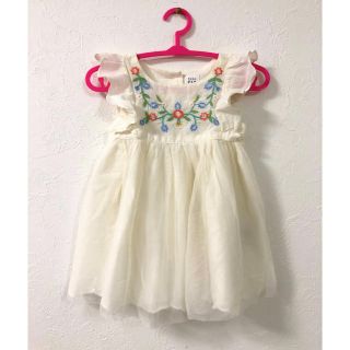 ベビーギャップ(babyGAP)の★美品★babyGAP 3-6m 花柄刺繍シフォンワンピース(ワンピース)