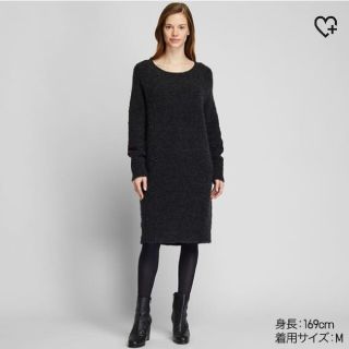 ユニクロ(UNIQLO)のユニクロ ブークレニットワンピース XXL 美品 (ひざ丈ワンピース)