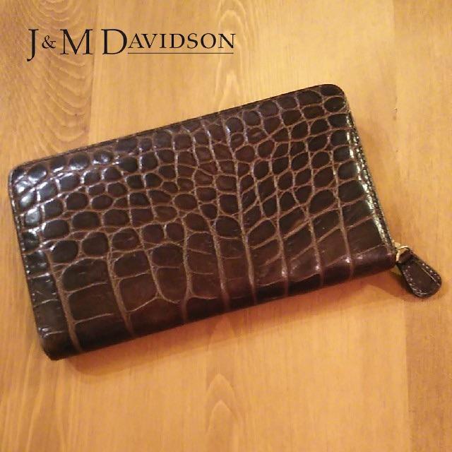 J&M DAVIDSON✨クロコ柄ラウンドファスナーロングウォレット財布