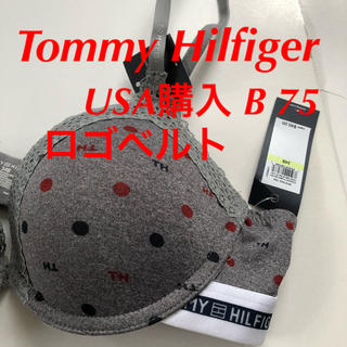 トミーヒルフィガー(TOMMY HILFIGER)のトミーヒルフィガー ブラジャー 下着 グレー B 75 USA購入　ロゴベルト(ブラ)