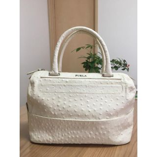 フルラ(Furla)のdoglove!さま専用　FURLAフルラ　ホワイトバッグ　白　オーストリッチ風(ハンドバッグ)