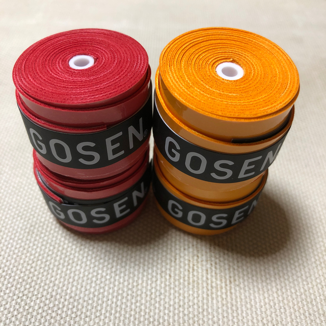GOSEN(ゴーセン)のGOSENグリップテープ 赤とオレンジ2個ずつ 計4個 スポーツ/アウトドアのスポーツ/アウトドア その他(バドミントン)の商品写真