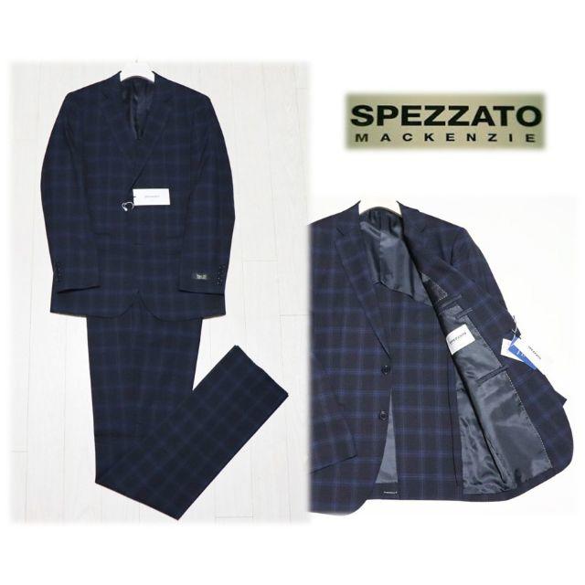 新品【SPEZZATO MACKENZIE】上質 シングルスーツ 黒紺 A6