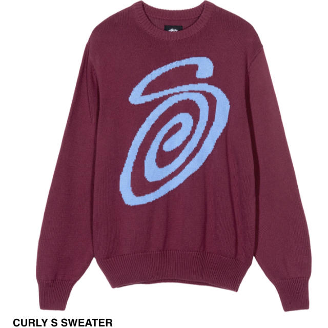 STUSSY CURLY S SWEATERニットブラック L