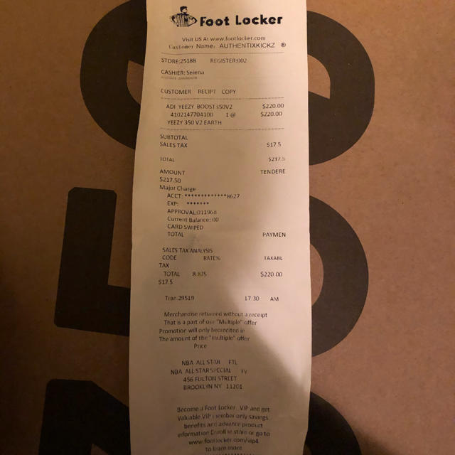 fake footlocker receipt yeezy v2