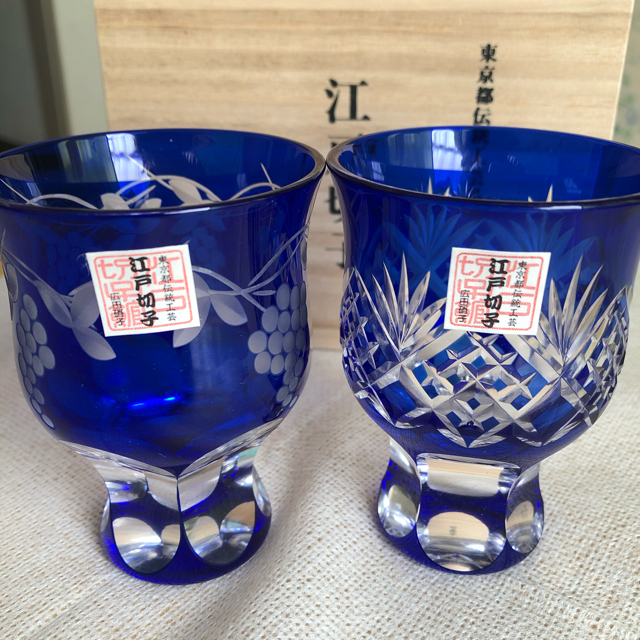 【江戸切子】高杯2個セット★大友精三作 エンタメ/ホビーの美術品/アンティーク(ガラス)の商品写真