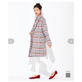 ライトオン(Right-on)の美品　Right-on  バックナンバー　チェック柄コート(ロングコート)