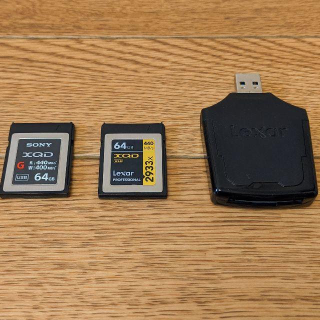 【値下げ！】Lexar/SONY XQDカード 64GB 2枚 カードリーダー付