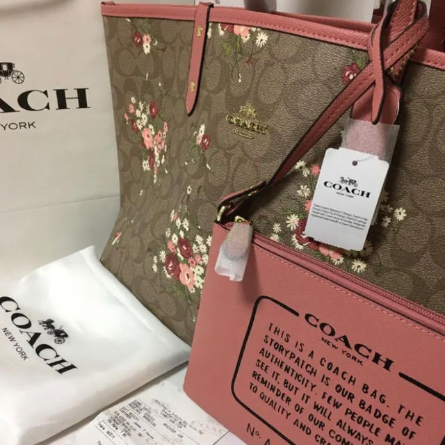 COACH  シグネチャー　花柄　リバーシブル　トートバック