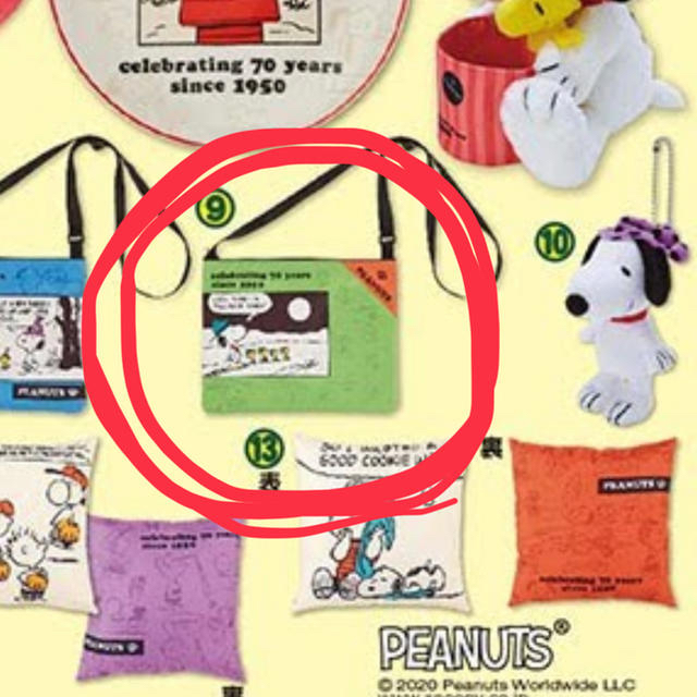 PEANUTS(ピーナッツ)のスヌーピー  一番くじ サコッシュグリーン エンタメ/ホビーのおもちゃ/ぬいぐるみ(キャラクターグッズ)の商品写真