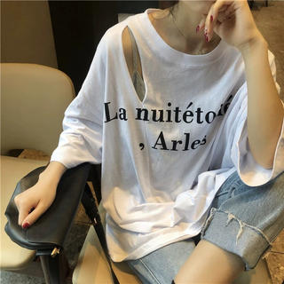 【新品】ビッグシルエット カットショルダー Tシャツ インナー付き(シャツ/ブラウス(長袖/七分))