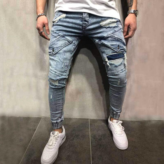 【新品】スキニーパンツ ジョガーパンツ ストレッチ ダメージ デニム メンズのパンツ(デニム/ジーンズ)の商品写真