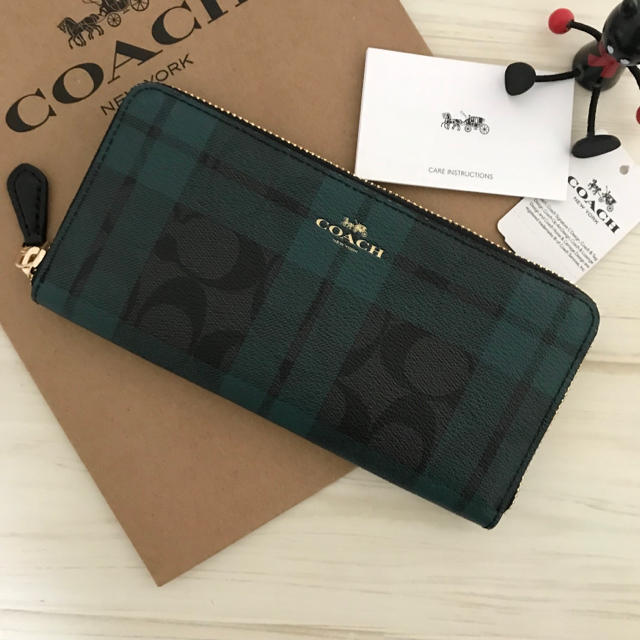 COACH - 限定モデル 新品 COACH 長財布 チェック ダークグリーン
