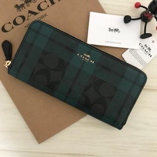 COACH - 限定モデル 新品 COACH 長財布 チェック ダークグリーン