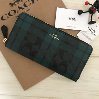 COACH - 限定モデル 新品 COACH 長財布 チェック ダークグリーン ...