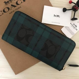 新品 未使用 Coach 限定デザイン☆ 千鳥格子柄 スマホポケット付き 長財布