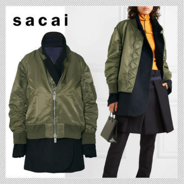 sacai(サカイ)のsacai MA-1 x Melton ウールブレンド フェルトジャケット レディースのジャケット/アウター(ブルゾン)の商品写真