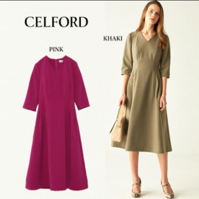 【新品未着用タグ付き】CELFORD フィット\u0026フレアタックワンピース