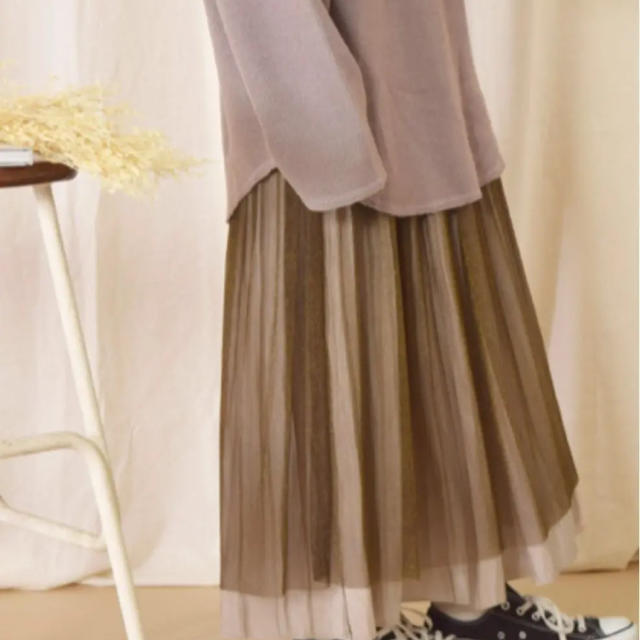 w closet(ダブルクローゼット)の消しプリーツシャイニーサテン×チュールリバーシブルスカート レディースのスカート(ロングスカート)の商品写真