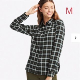 ユニクロ(UNIQLO)のユニクロ フランネル チェックシャツ Mサイズ／ダークグリーン 新品タグ付き！(シャツ/ブラウス(長袖/七分))