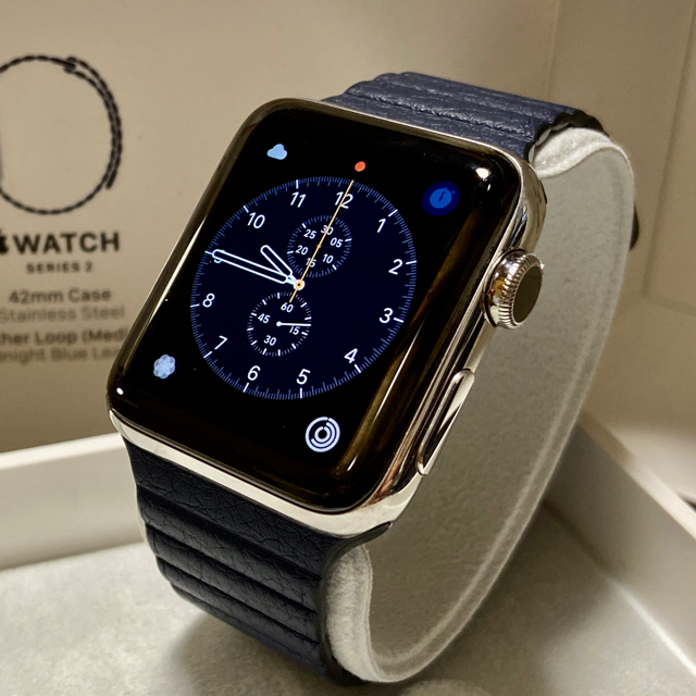 レア　Apple Watch シリーズ2 42mm ステンレス 純正レザーループ