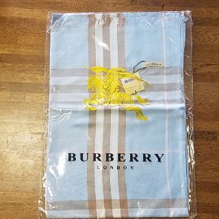 バーバリー(BURBERRY)のBURBERRY　カシミア大判ストール　水色チェック(ストール/パシュミナ)