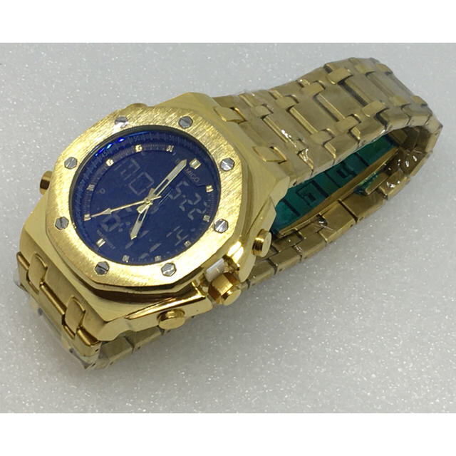 重厚美麗 ヴィンテージ 高級デジアナ デュアルディスプレイ ゴールド×ブラック メンズの時計(腕時計(デジタル))の商品写真
