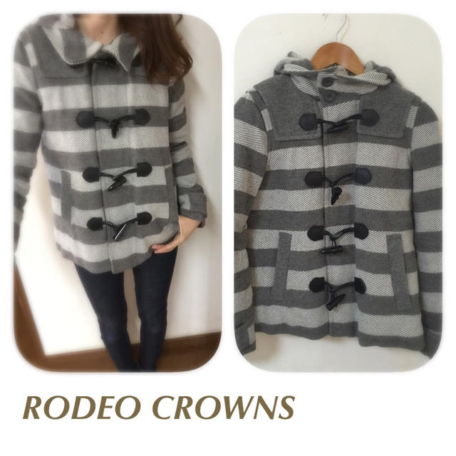 RODEO CROWNS(ロデオクラウンズ)のRODEO ボーダーダッフルコート レディースのジャケット/アウター(ダッフルコート)の商品写真