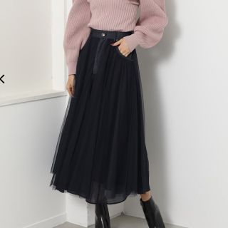 新品⭐︎人気即完売品!!デニムミックスチュールスカート⭐︎ブルー⭐︎S⭐︎送料込